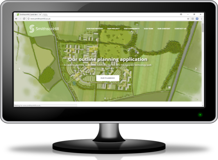 Computer monitor showing SmithsonHill Website