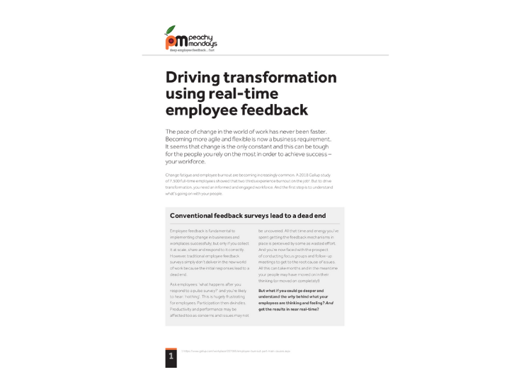 Peachy mondays - Driving Transformation whitepaper cover