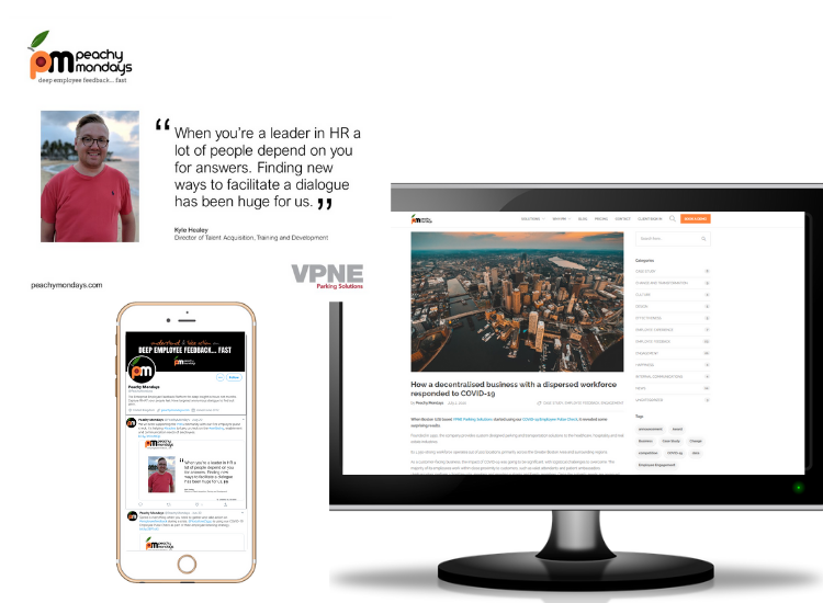 VPNE Pulse Check campaign collateral on a phone and computer screen