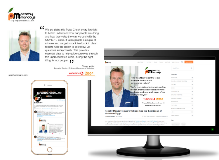 Vodaphone Ziggo Pulse Check campaign collateral on phone and computer screen